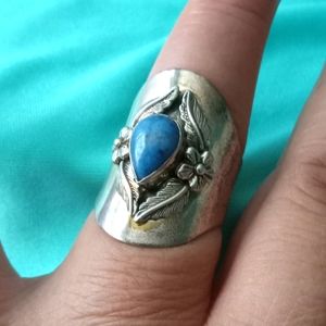 VINTAGE LIPIZ LIZULI GEMSTONE RING SZ6